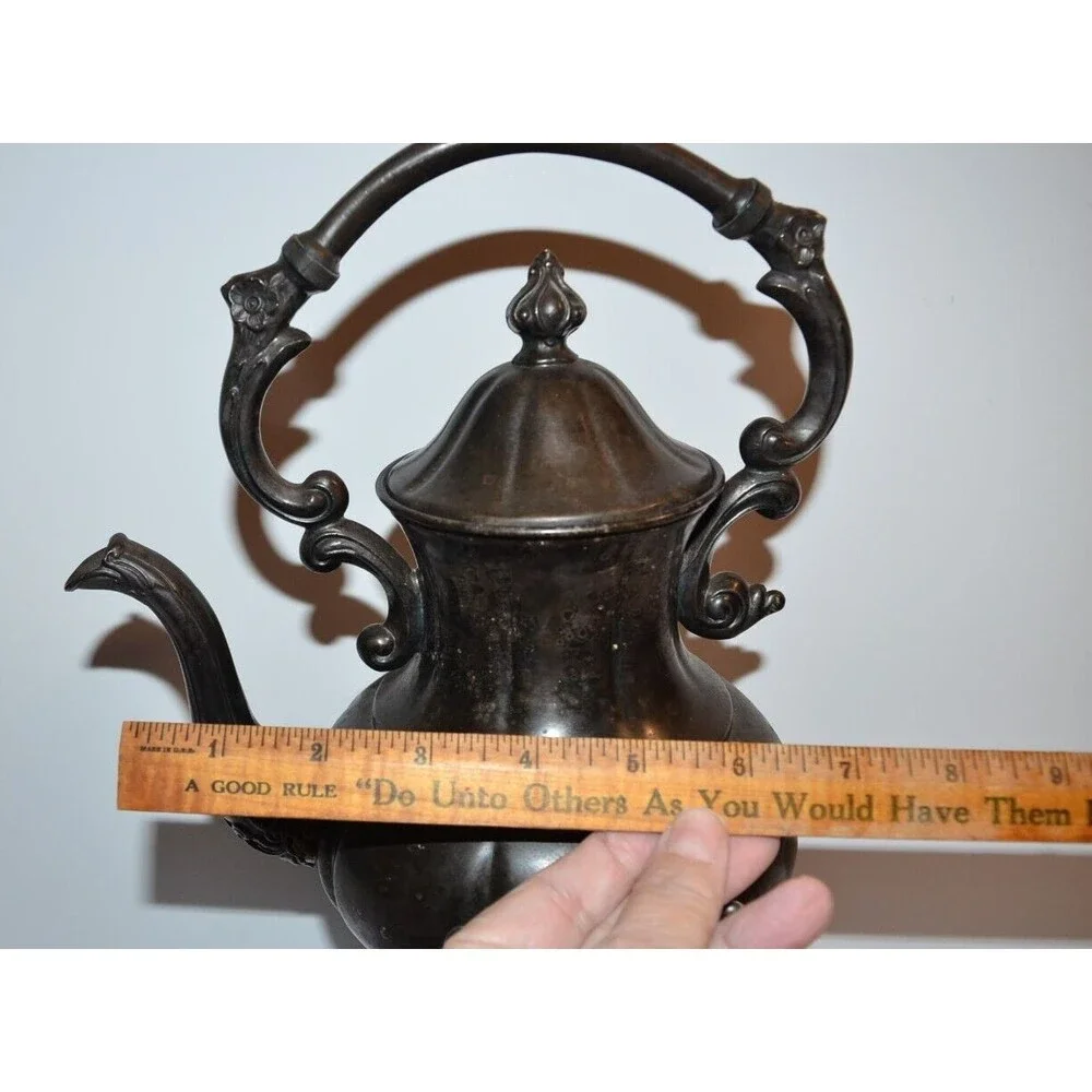 Vtg Sheridan Silver on copper Tilt Tea Pot Coffee Stand No Warmer silverplate